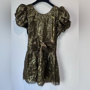 LoveShackFancy Metallic Gold Dress size 0 NWT